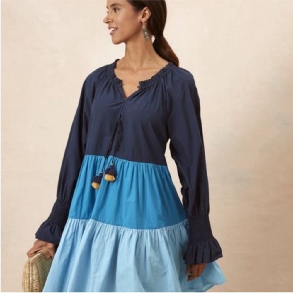 Figue Dress Bella Mini Tiered in Colorblock Blue